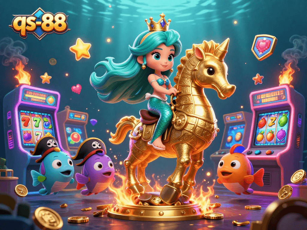 Experience thrilling gameplay at qs-88 with vibrant mermaid-themed casino visuals.