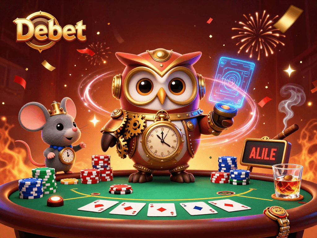Engage with Debet's thrilling casino experience in an enriched steampunk-themed illustration.