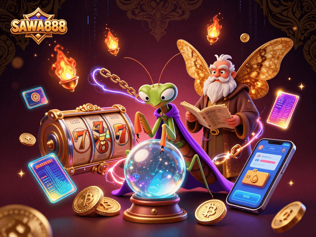 Experience the thrilling slots at SAWA888 with vibrant characters and dazzling game elements!