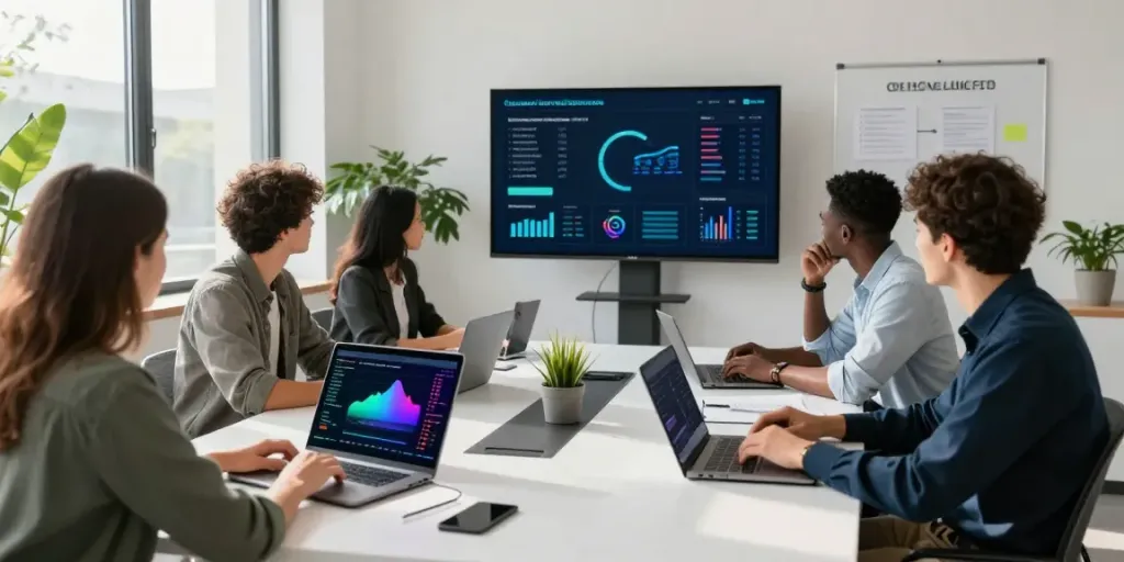 Piteas.trade team collaborating on decentralized exchange in a modern workspace.