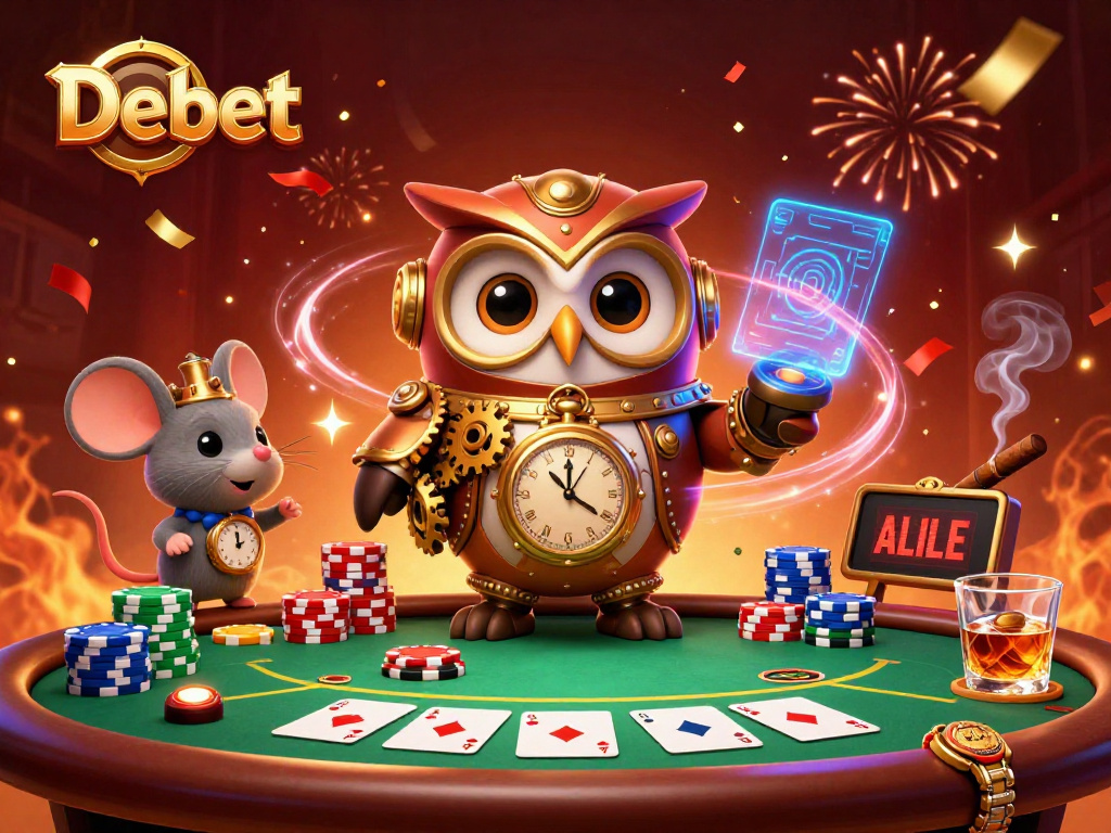 Engage with Debet's thrilling casino experience in an enriched steampunk-themed illustration.