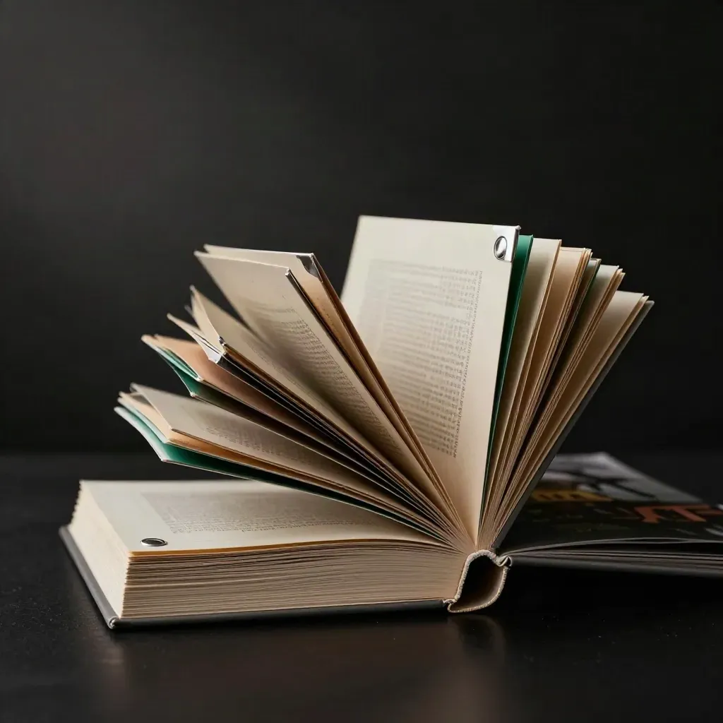 Two premium investment folios opening on a dark studio surface with emerald accents.
