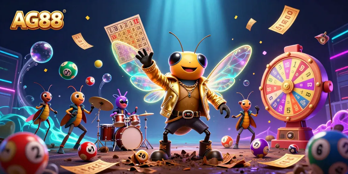 Experience thrilling lottery gameplay adventures with AG88's vibrant 3D casino illustration featuring dynamic characters.