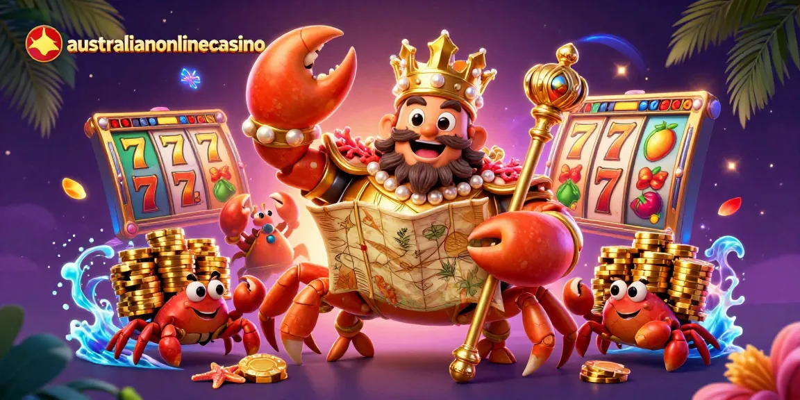 Experience winning strategies at australianonlinecasino featuring a vibrant golden crab emperor with slot games.