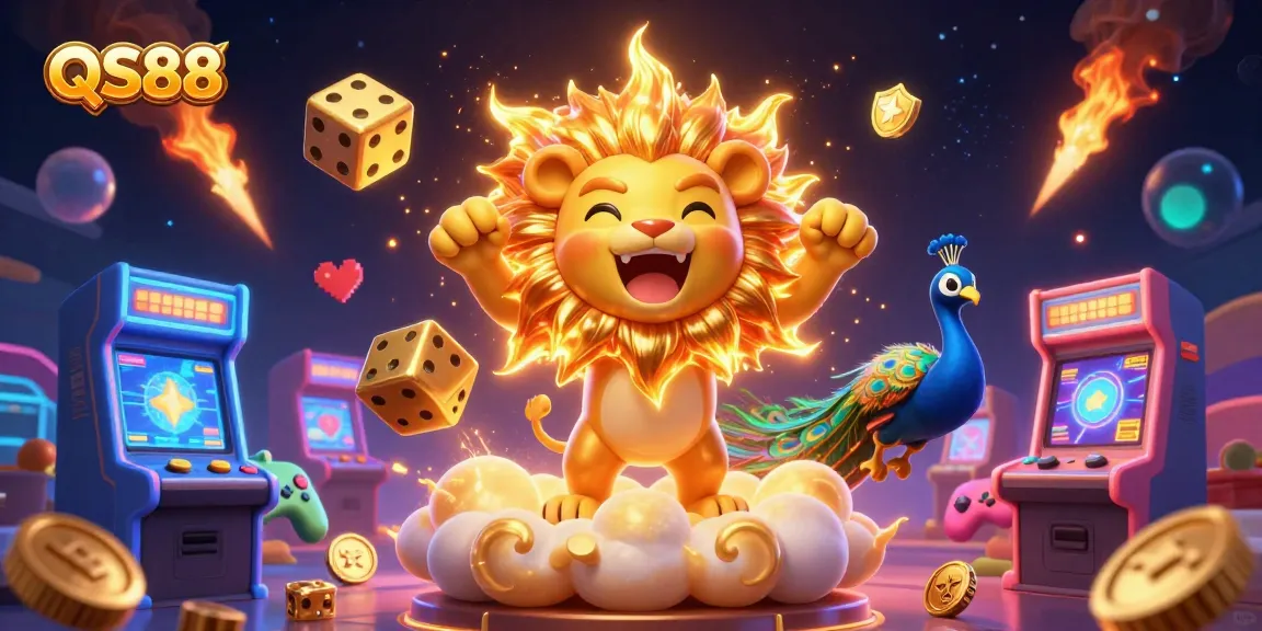 Experience high-stakes gaming excitement with QS88 as vibrant characters and gambling elements come to life in a dazzling casino scene.